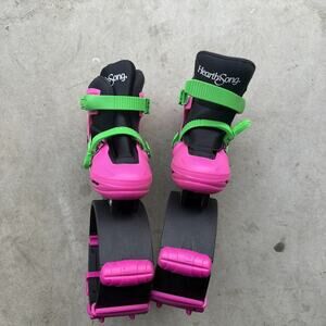 HearthSong Jump2It Pink Green Bouncy Jumping Shoes Non Slip Size 2-5 100lbs Max